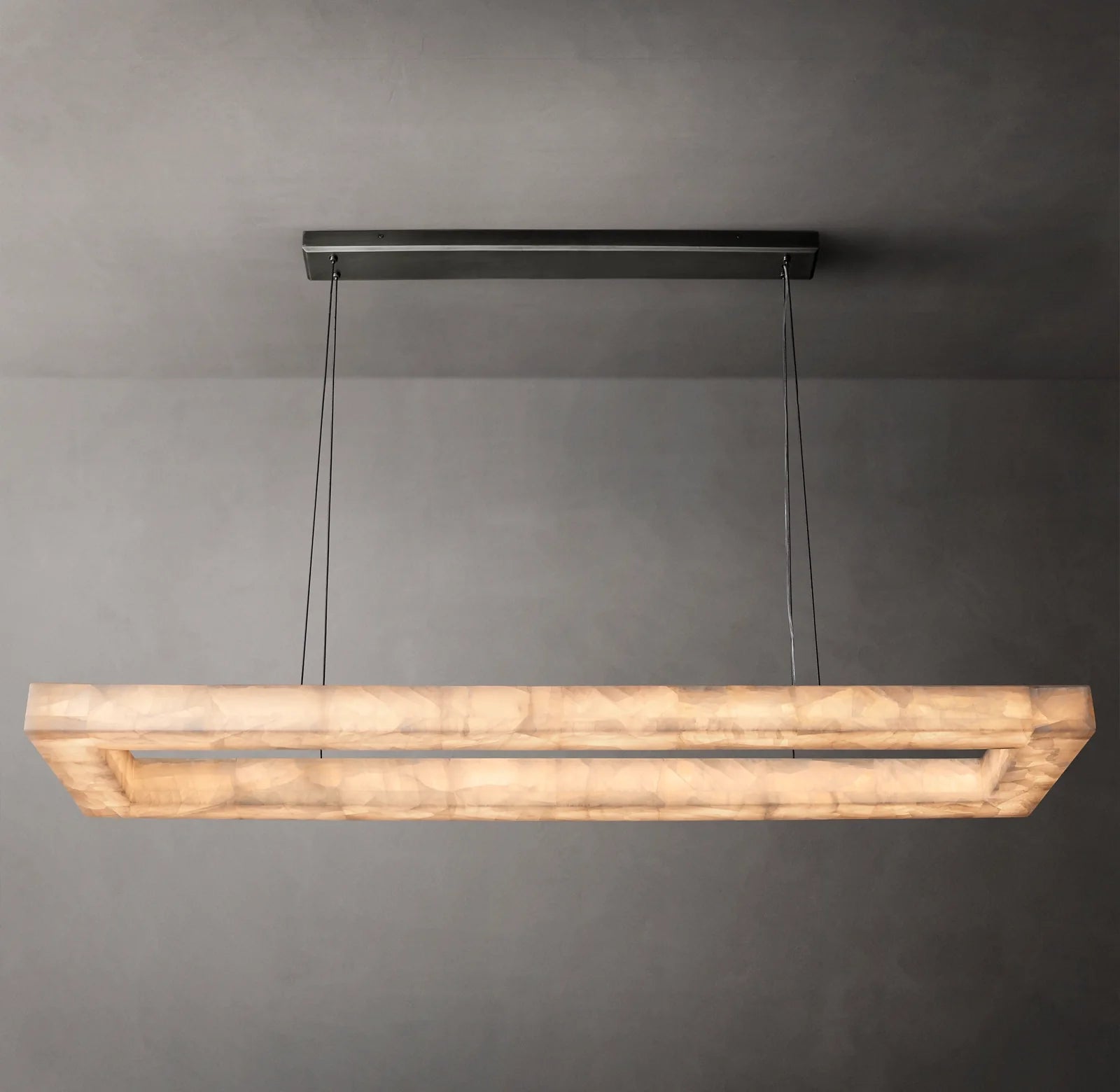 Lueur Rectangular Alabaster Chandelier - Rivage
