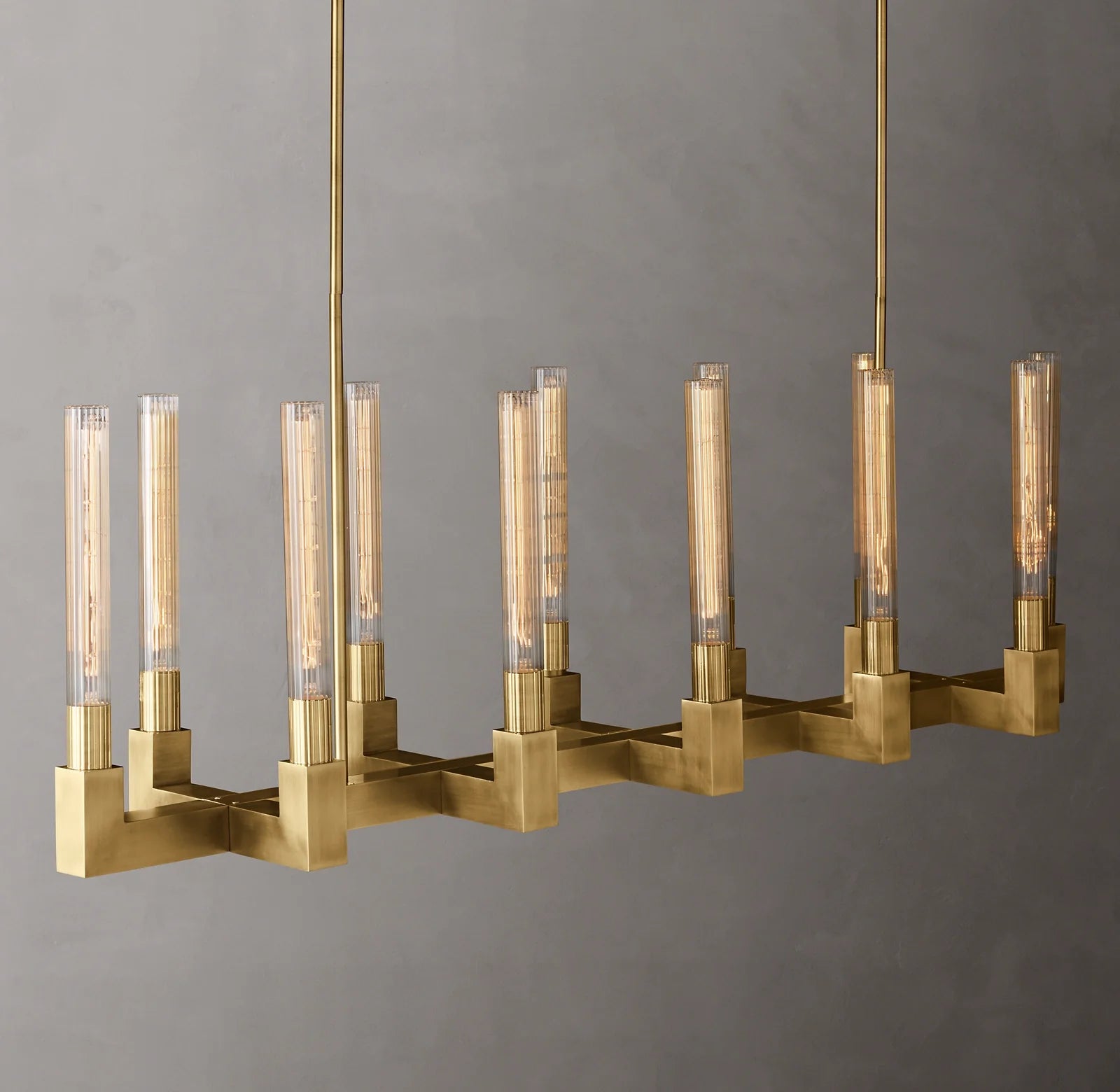 Fluted-Glass Candlestick Linear Chandelier - Cannele