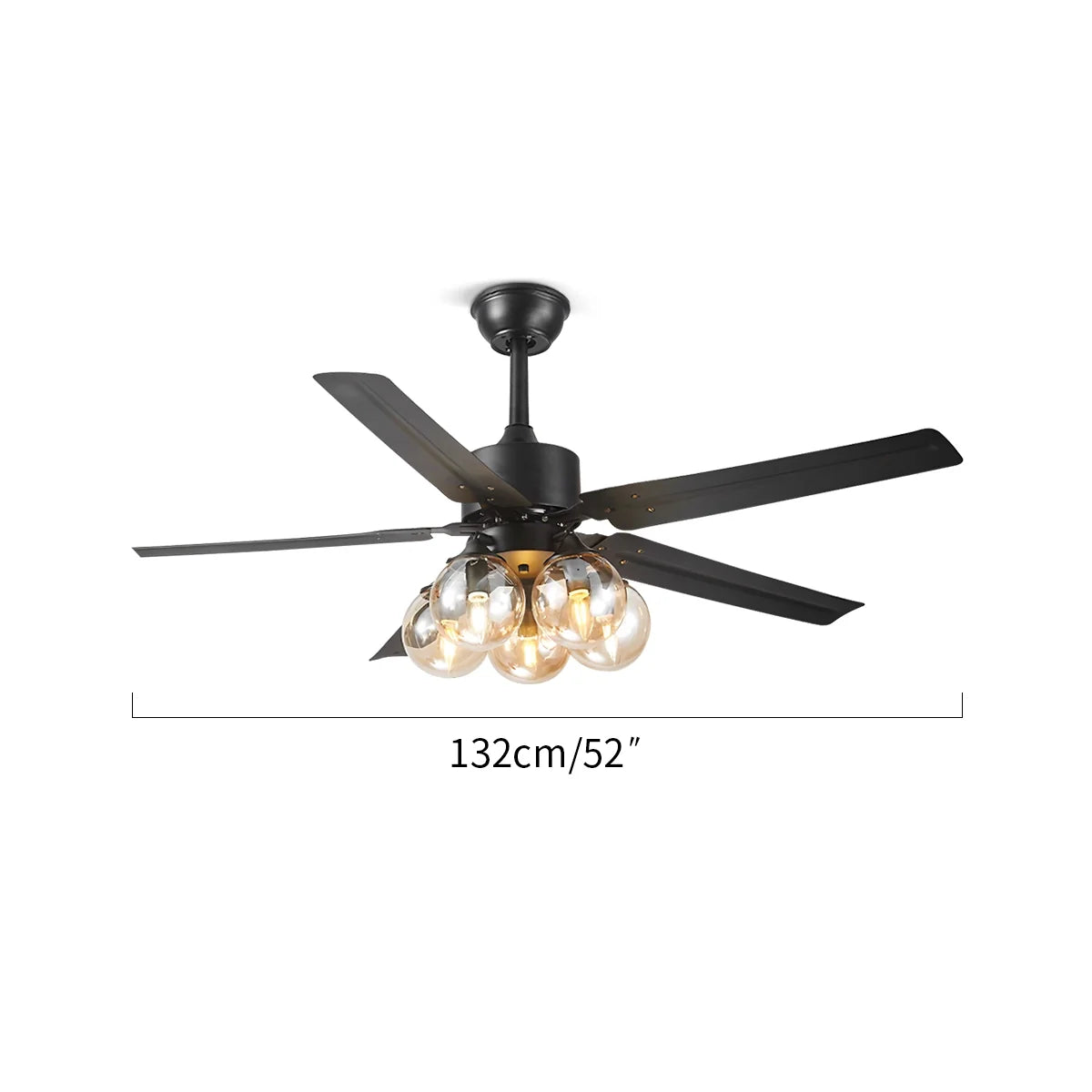 Amerikanische Retro-Glaskugel-Deckenventilatorleuchte