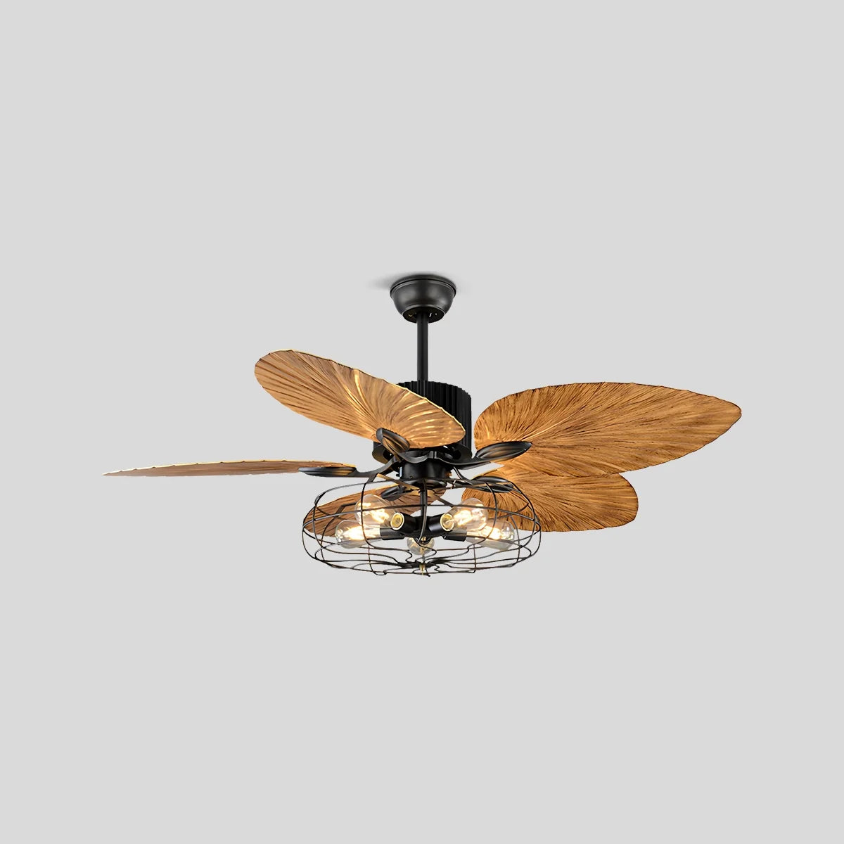 Industrielle tropische Palmenblätter Deckenventilatorleuchte